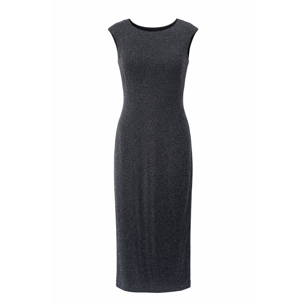 Ted Baker Kailee Dress Size 5 Midi Silver Black Shimmer‎